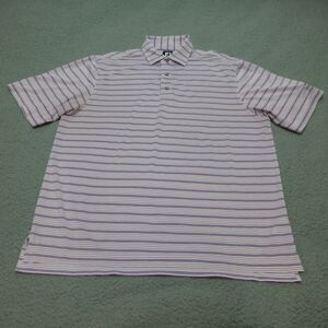FootJoy Golf Shirt Mens XL Polo Purple Striped Short Sleeve Performance Stretch
